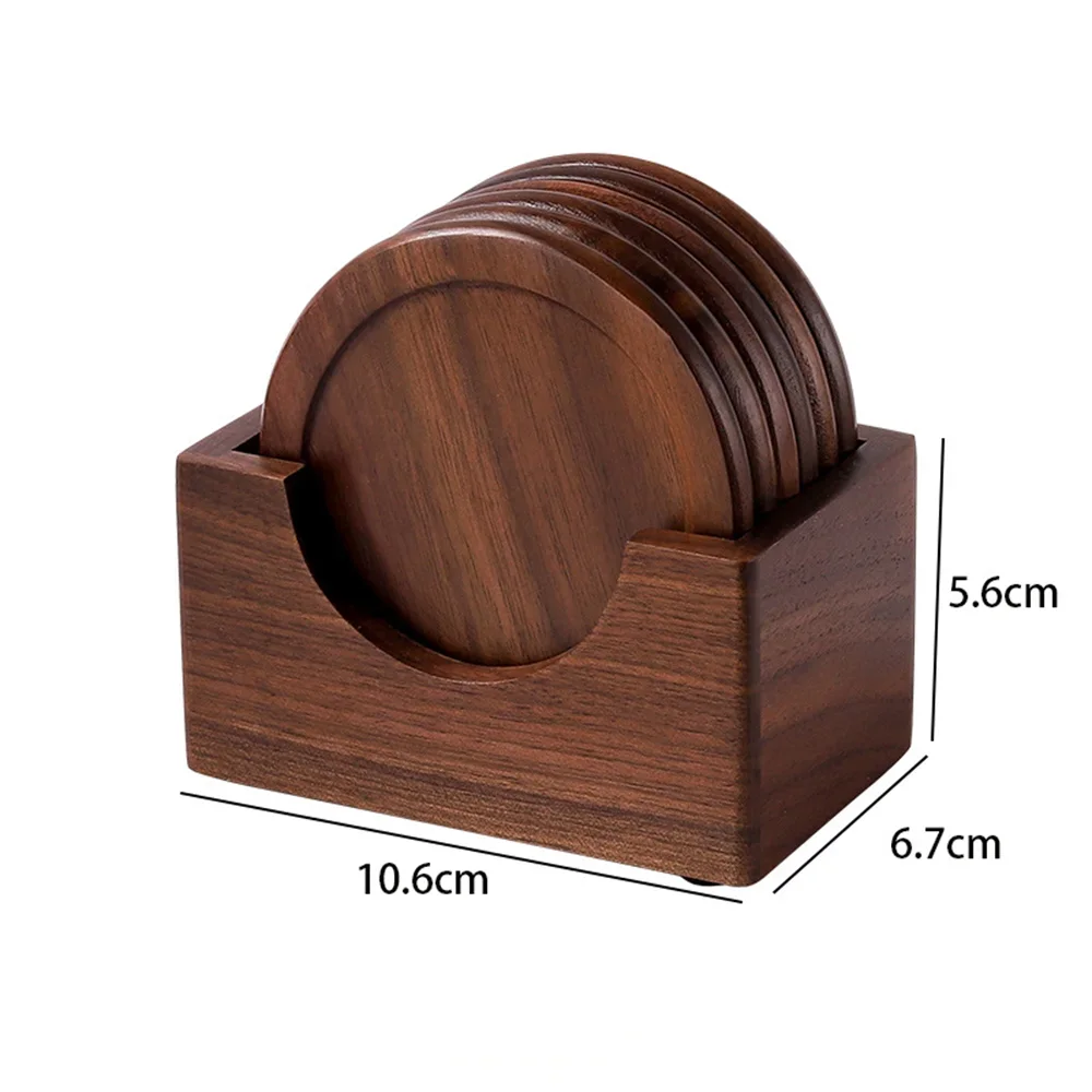 6Pcs/Set Walnut Wood Coasters 