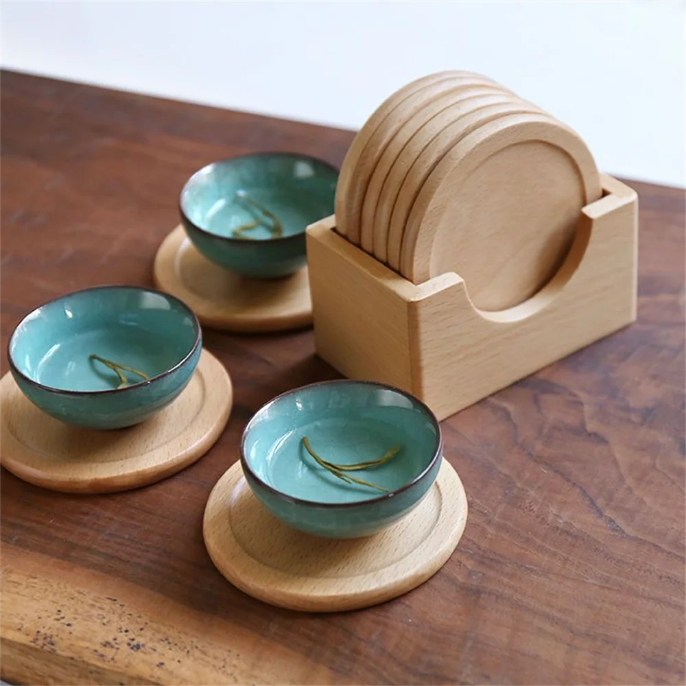 6Pcs/Set Walnut Wood Coasters 