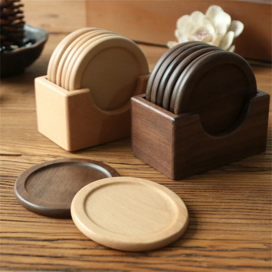 6Pcs/Set Walnut Wood Coasters 